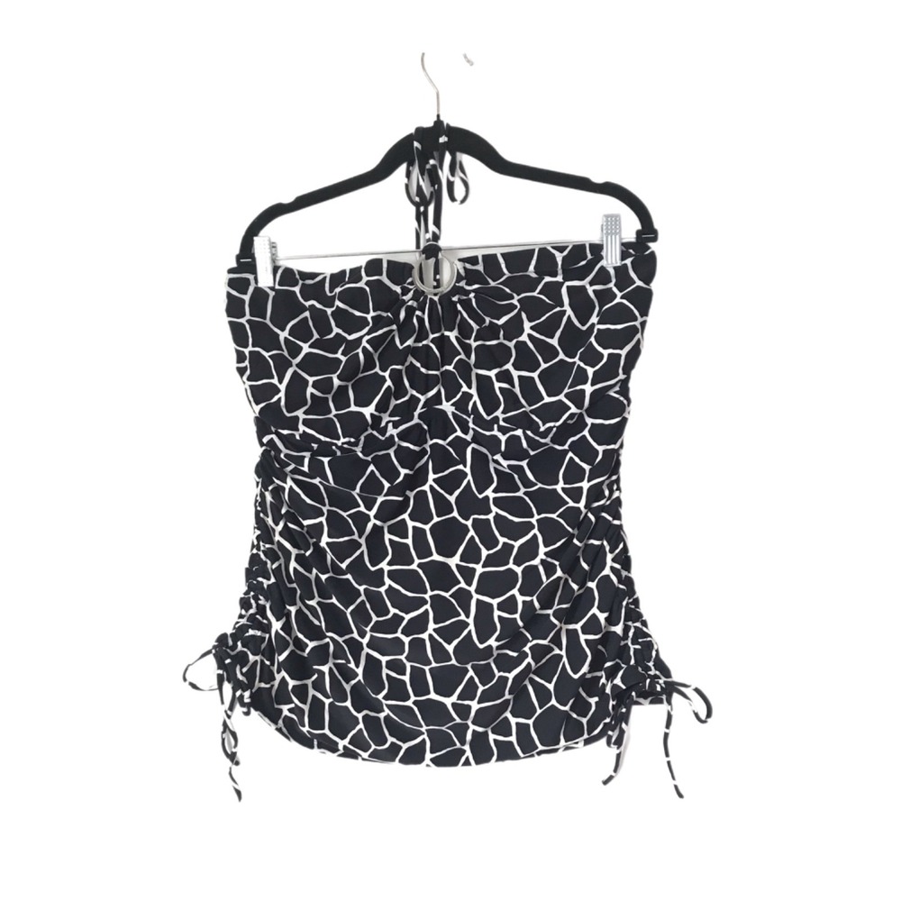 Michael Kors Animal Print Halter Tankini Swim Top Silver Tone Hardware Size 18W